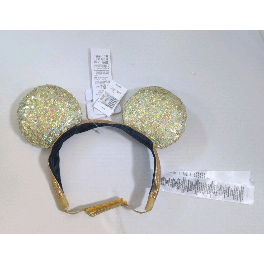 Disney Parks Mickey Mouse Gold & Blue 50th Anniversary Ears Wrap Around Headband